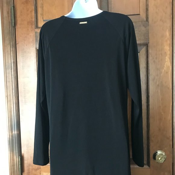#1 Michael Kors Black Dress w/Shoestring X's on Shoulder Large - Picture 9 of 12